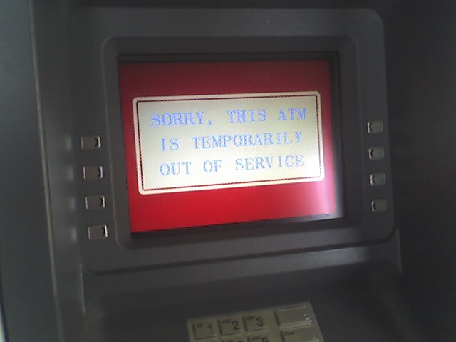 ATM Displaying out of order message